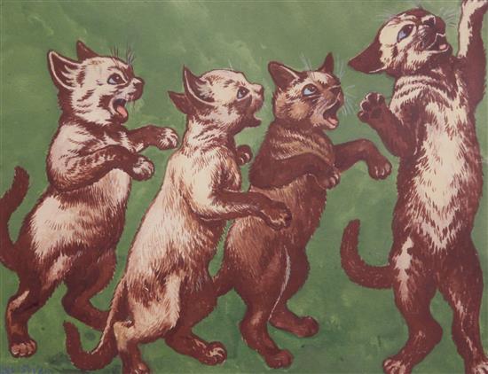 Louis Wain (1860-1939) Out of Reach 6.75 x 8.75in.